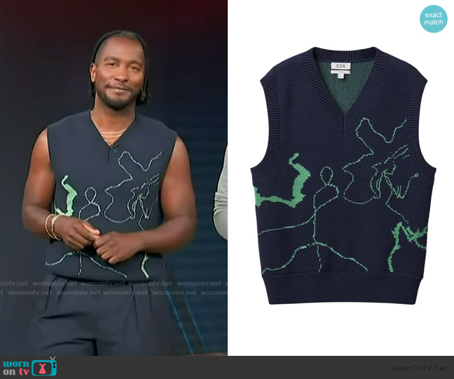 Cos Regular Fit Jacquard Knit Vest worn by Scott Evans on Access Hollywood