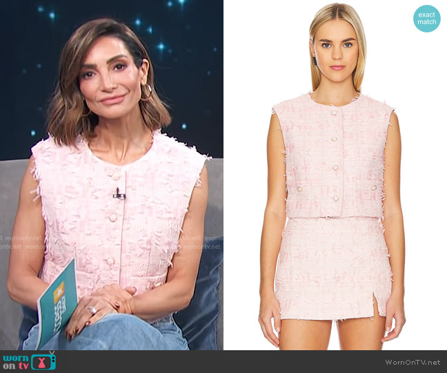 ASTR the Label Francie Button-Front Sleeveless Top worn by Courtney Lopez on Access Hollywood