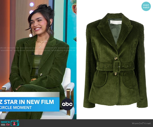 Destree Andy Celvet Corduroy Blazer worn by Paulina Cha?vez on Good Morning America