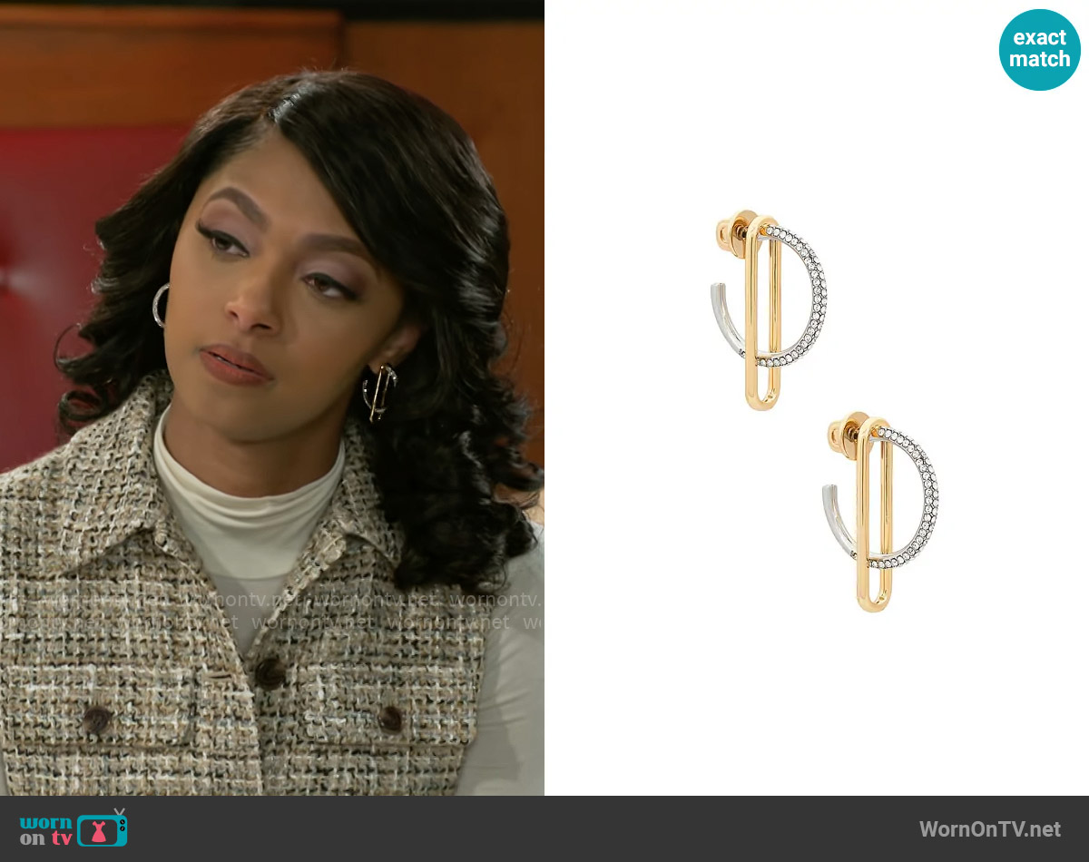 Demarson Mini Astra Hoops worn by Kat Richardson (Colby Muhammad) on Beyond the Gates