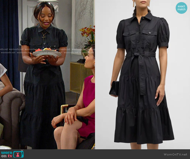 Derek Lam 10 Crosby Buffy Utility Midi Dress worn by Chanel Dupree (Raven Bowens) on Days of our Lives