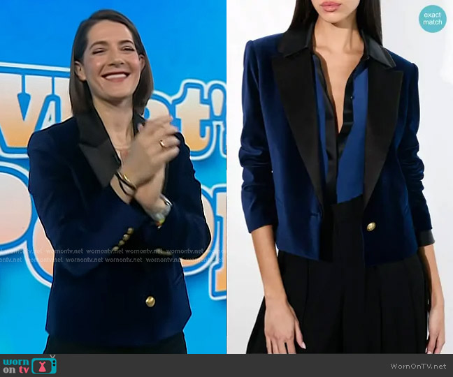Alice + Olivia Devyn Boxy Crop Velvet Blazer worn by Daryn Carp on Today