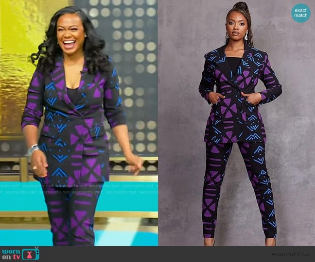 D'Iyanu African Print Blazer worn by Tatyana Ali on Tamron Hall Show