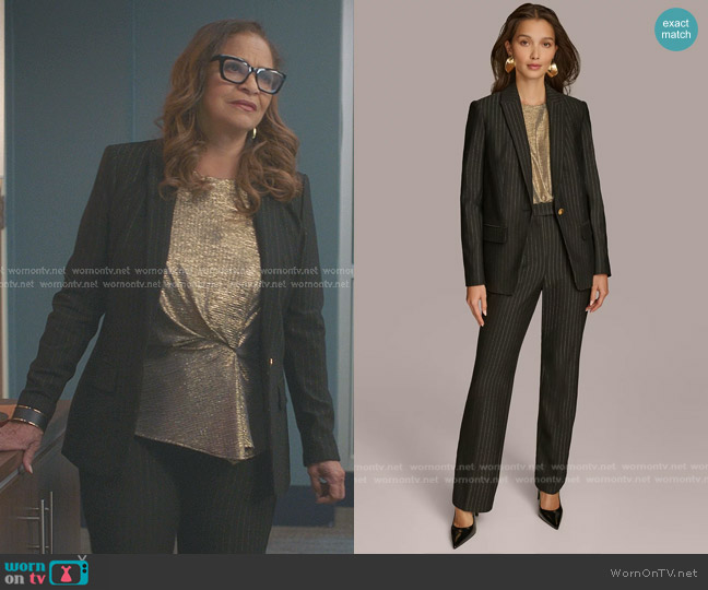 Donna Karan New York Metallic Pinstripe Blazer worn by Catherine Avery (Debbie Allen) on Greys Anatomy