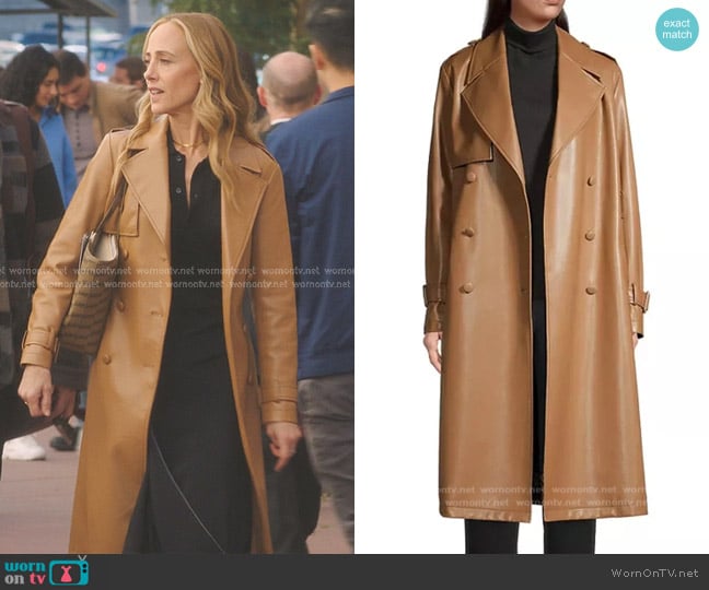 Elie Tahari Vegan Leather Trench Coat worn by Teddy Altman (Kim Raver) on Greys Anatomy