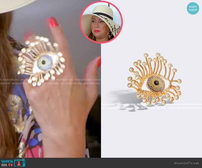 Schiaparelli Eye and Eyelashes Ring Eye worn by Jennifer Tilly on The Real Housewives of Beverly Hills