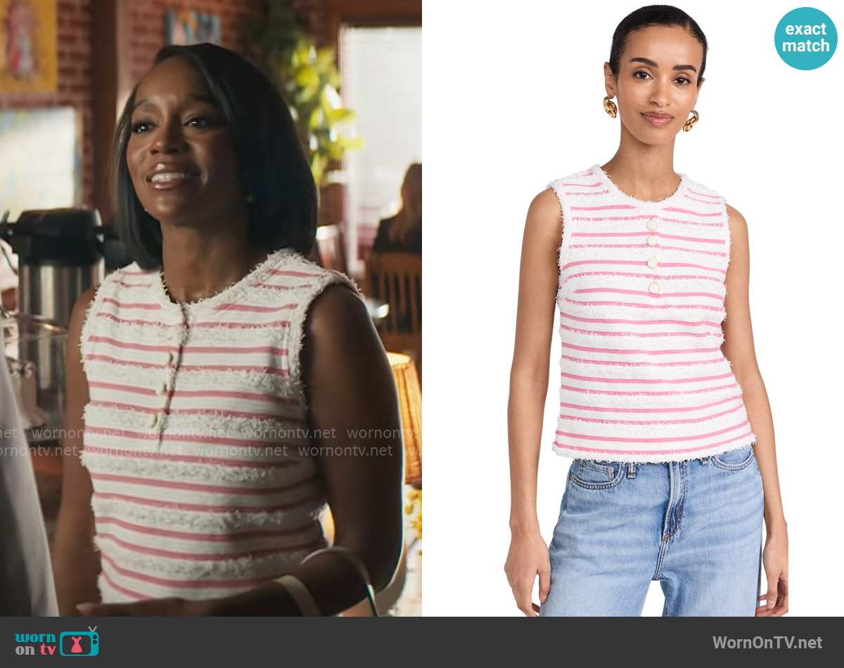 English Factory Fringe Striped Sleeveless Top worn by Catherine (Aja Naomi King) on Grosse Pointe Garden Society