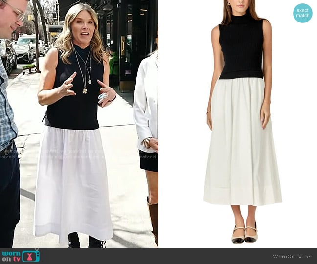 English Factory Mixed Media Colorblock Sleeveless Midi Dress worn by Jenna Bush Hager on Today