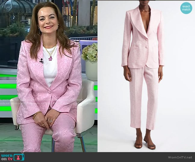 Etro Floral Paisley Jacquard Blazer in Rosa Polvere Chiaro worn by Kimberly Williams-Paisley on Today