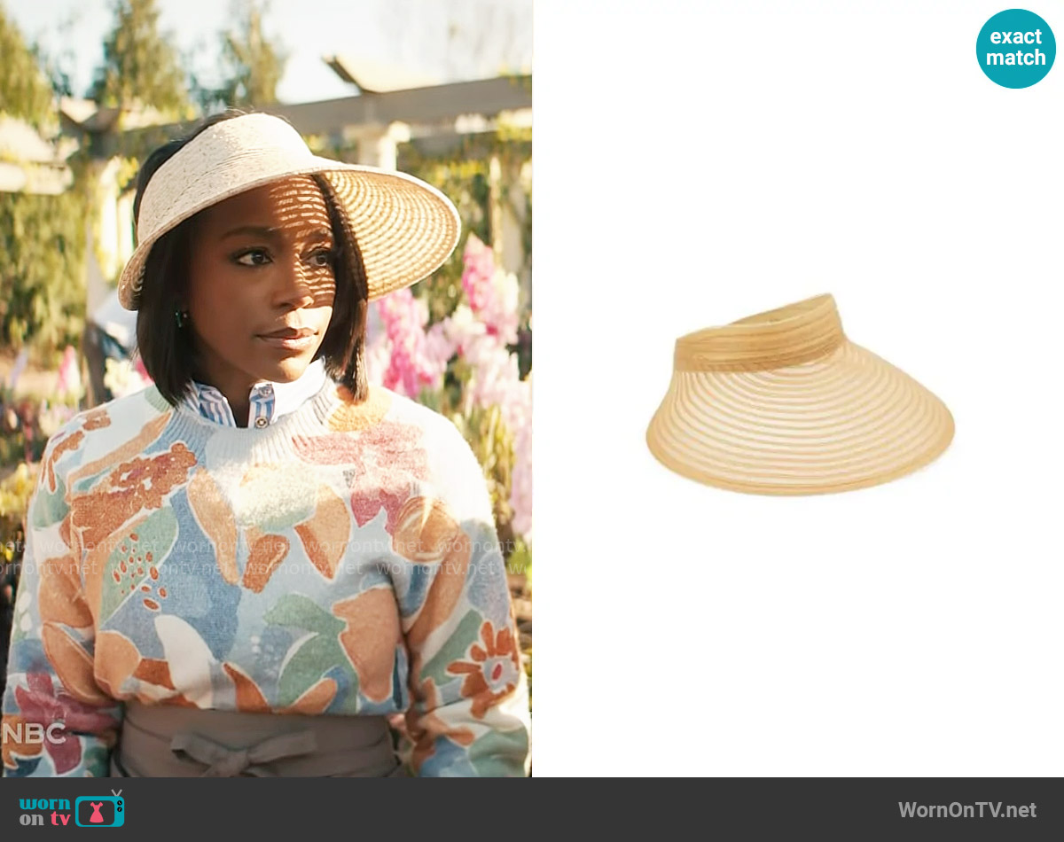 Eugenia Kim Trixie Visor worn by Catherine (Aja Naomi King) on Grosse Pointe Garden Society