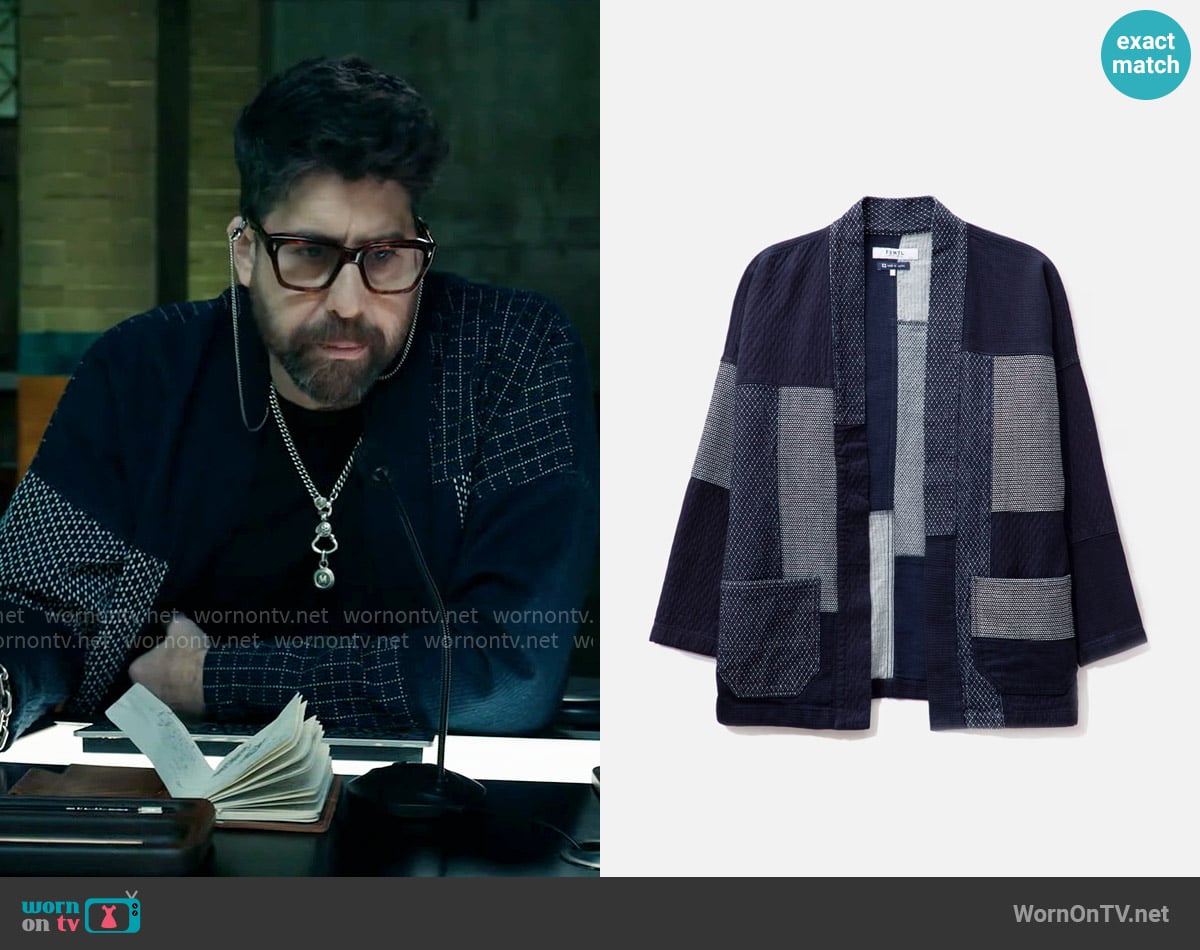 FDMTL Patchwork Haori Rinse Jacket worn by Harry Keshegian (Adam Goldberg) on The Equalizer