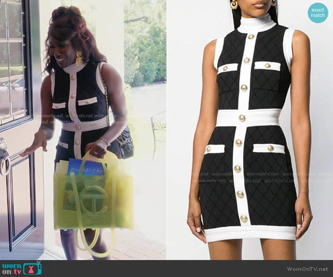 Balmain Fitted Diamond Pattern Dress worn by Bozoma Saint John on The Real Housewives of Beverly Hills
