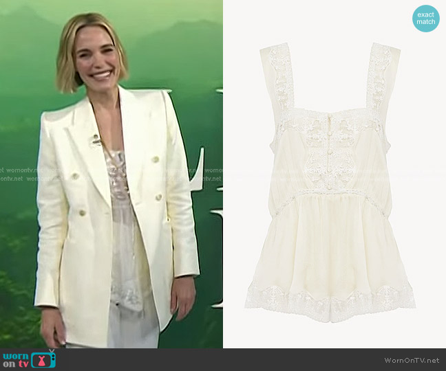 Chloe Fluid Tank Top in silk charmeuse & lace worn by Leslie Bibb on Today