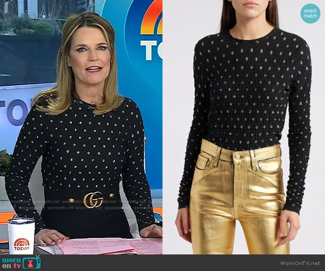 Frame Metallic Textured Mesh Top worn by Savannah Guthrie on Today