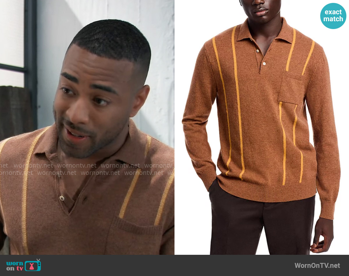 Gallia Knit Polo With Pocket worn by Isaiah Gannon (Sawandi Wilson) on General Hospital