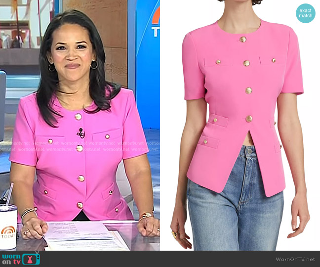 Generation Love Reyes Jacket in Cherry Blossom worn by Laura Jarrett on Today