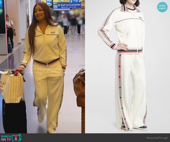 Golden Goose Star Zip-Front Logo Track Jacket worn by Garcelle Beauvais on The Real Housewives of Beverly Hills