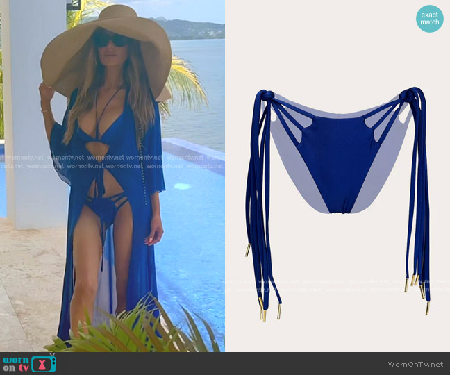 Asherah Swimwear Henna Cheeky Bottom in Sapphire worn by Dorit Kemsley on The Real Housewives of Beverly Hills