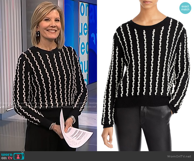 Jason Wu Two-tone Linen Sweater in Black worn by Kate Snow on NBC News Daily