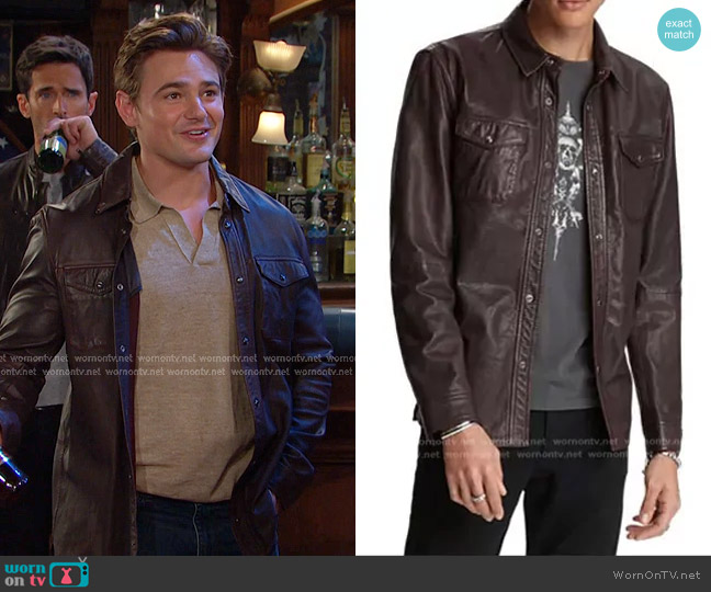 John Varvatos Napa Leather Shirt Jacket worn by Johnny DiMera (Carson Boatman) on Days of our Lives