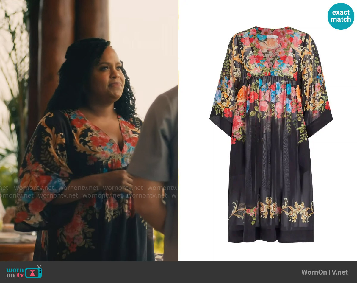 Johnny Was Royal Floral Cotton & Silk Coverup worn by Belinda Lindsey (Natasha Rothwell) on The White Lotus