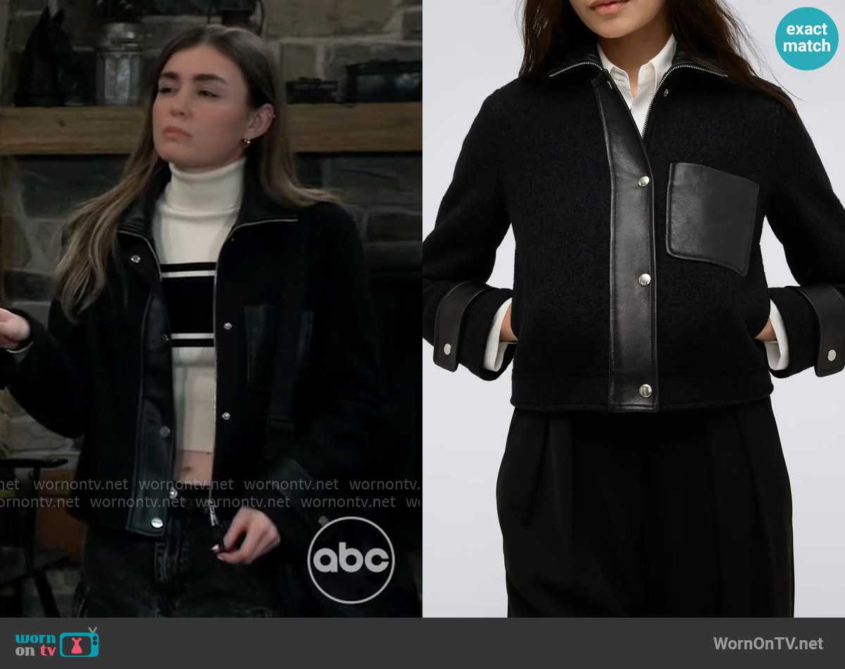 Kenneth Cole Wool Blend Crop Jacket worn by Emma Scorpio-Drake (Braedyn Bruner) on General Hospital