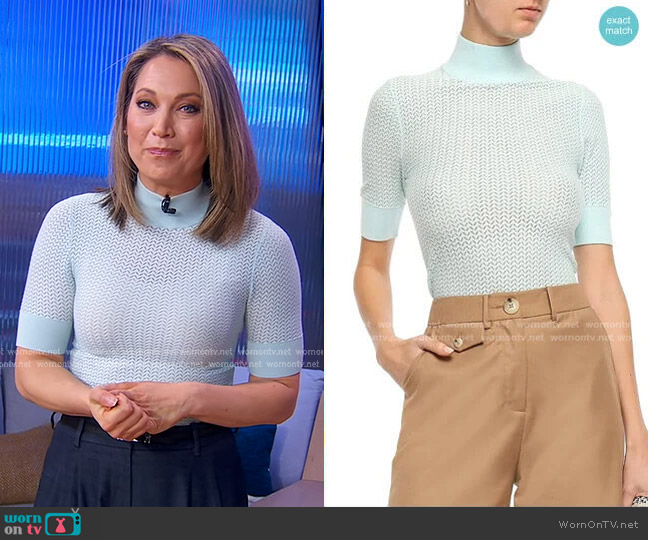Alice + Olivia Lanie Top worn by Ginger Zee on Good Morning America