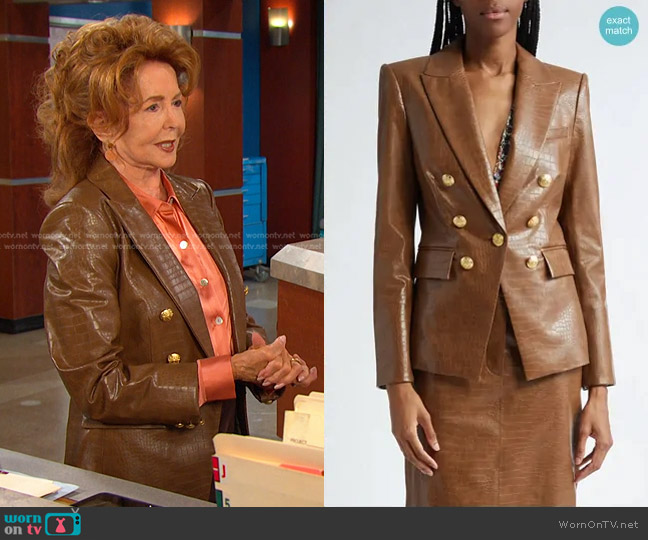 Veronica Beard Lawrence Croc Embossed Faux Leather Dickey Jacket worn by Maggie Horton (Suzanne Rogers) on Days of our Lives