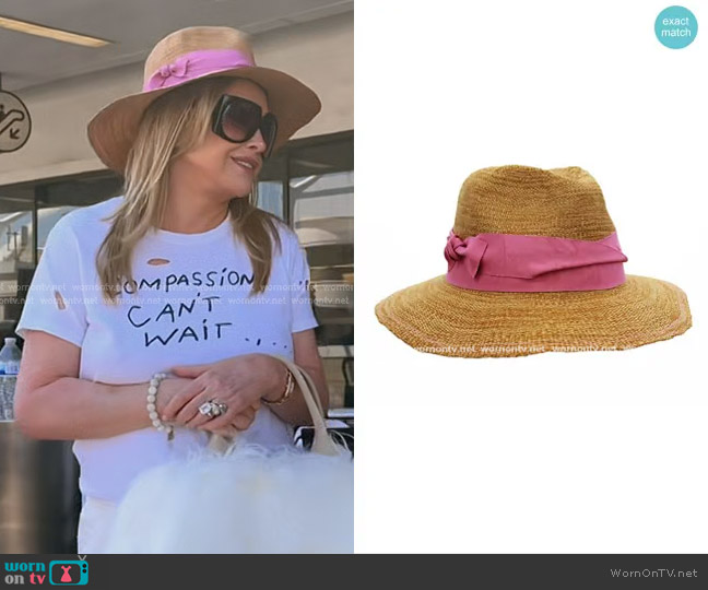 Lola Hats Rise n' Shine Straw Hat in Pink worn by Kathy Hilton on The Real Housewives of Beverly Hills