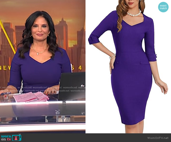 MUXXN Sweetheart Neck Pencil Dress in Purple worn by Darlene Rodriguez on Today