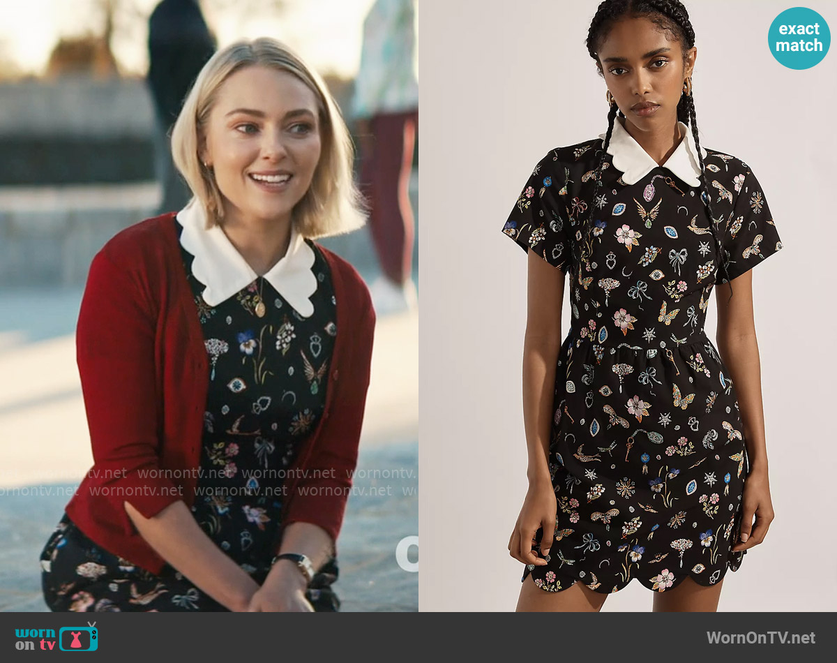 Maeve Short-Sleeve Collared Scallop Mini Dress worn by Alice (AnnaSophia Robb) on Grosse Pointe Garden Society