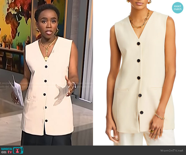 By Malene Birger Francinne Vest worn by Zinhle Essamuah on NBC News Daily