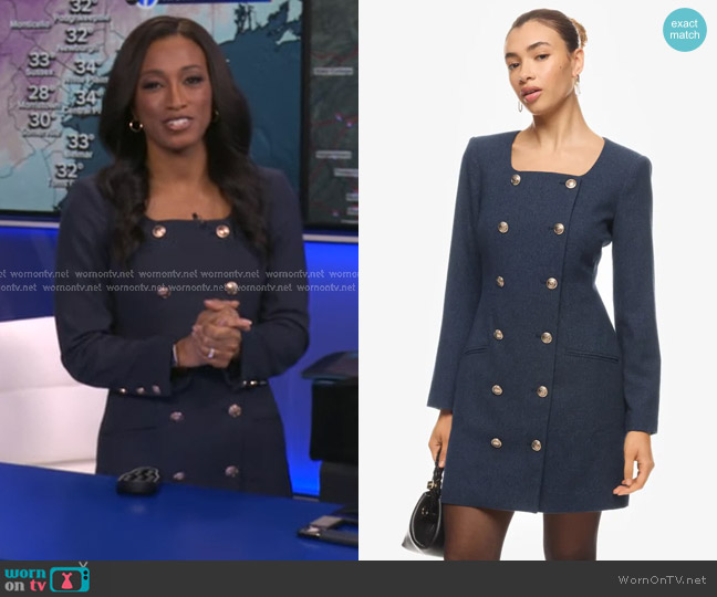 Marissa Webb Collective Tweed Button Dress worn by Brittany Bell on Good Morning America