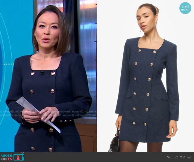 Marissa Webb Collective Tweed Button Dress worn by Eva Pilgrim on Good Morning America