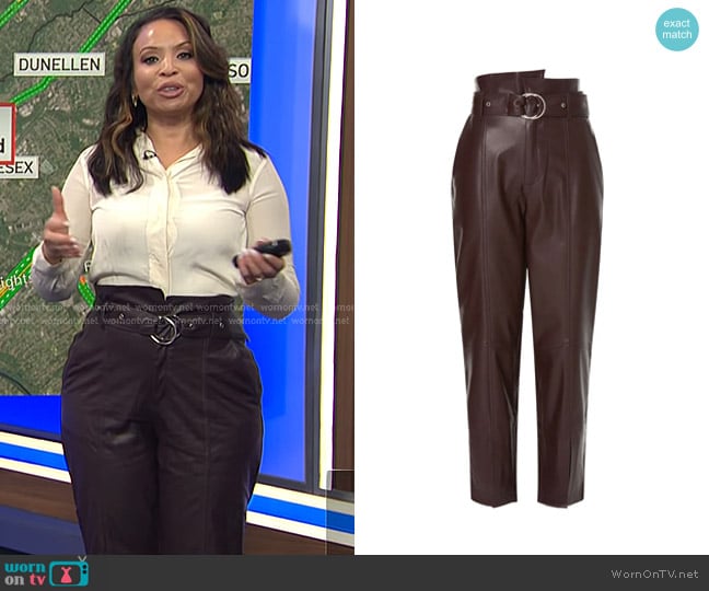 Marissa Webb x RTR Split Hem Faux Leather Pants worn by Adelle Caballero on Today