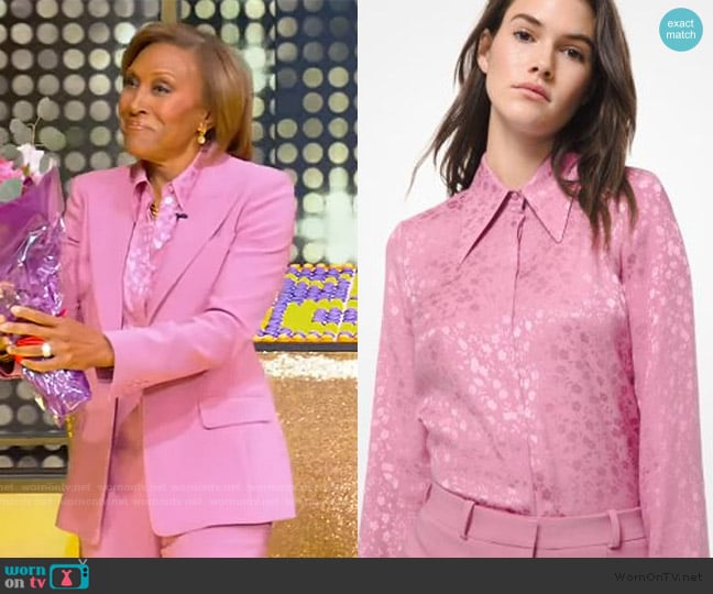 Michael Kors Floral Silk Jacquard Shirt worn by Robin Roberts on Tamron Hall Show