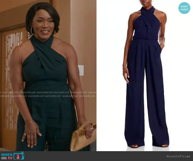 A.L.C. Murphy Ii Linen-Blend Wide-Leg Jumpsuit in Maritime Navy worn by Athena Grant (Angela Bassett) on 9-1-1