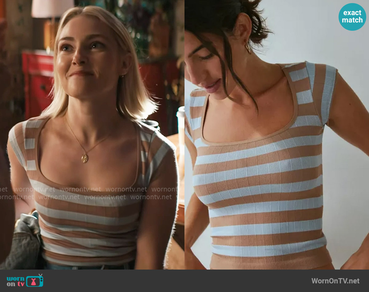 Out From Under Seamless Striped Tee worn by Alice (AnnaSophia Robb) on Grosse Pointe Garden Society