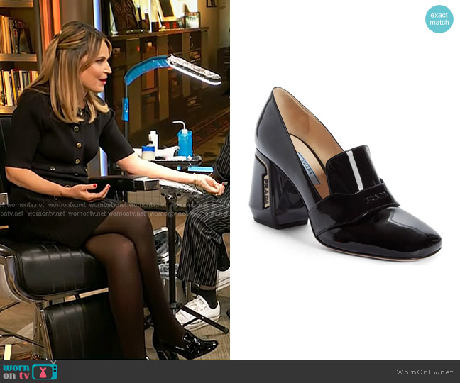 Prada Block Heel Loafer Pump worn by Savannah Guthrie on The Drew Barrymore Show