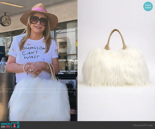 Prada Eco Kidassia Faux Fur Garden Handbag worn by Kathy Hilton on The Real Housewives of Beverly Hills