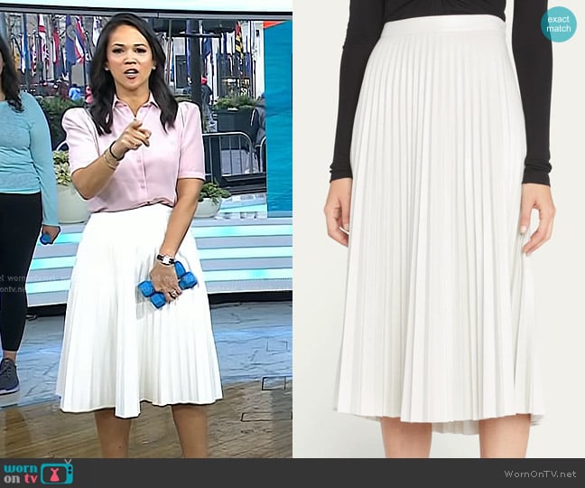 Proenza Schouler White Label Pleated Vegan Leather Midi Skirt worn by Laura Jarrett on Today