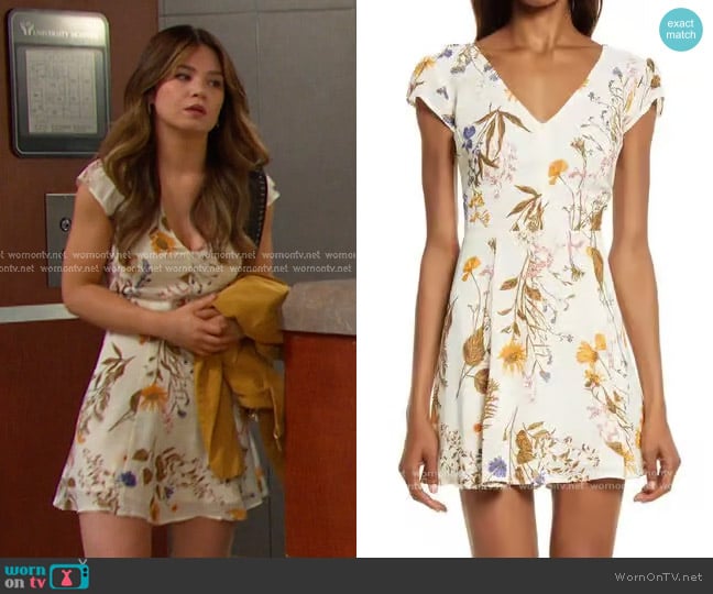 Reformation Deven Floral Print Dress in frolic worn by Joy Wesley (AlexAnn Hopkins) on Days of our Lives