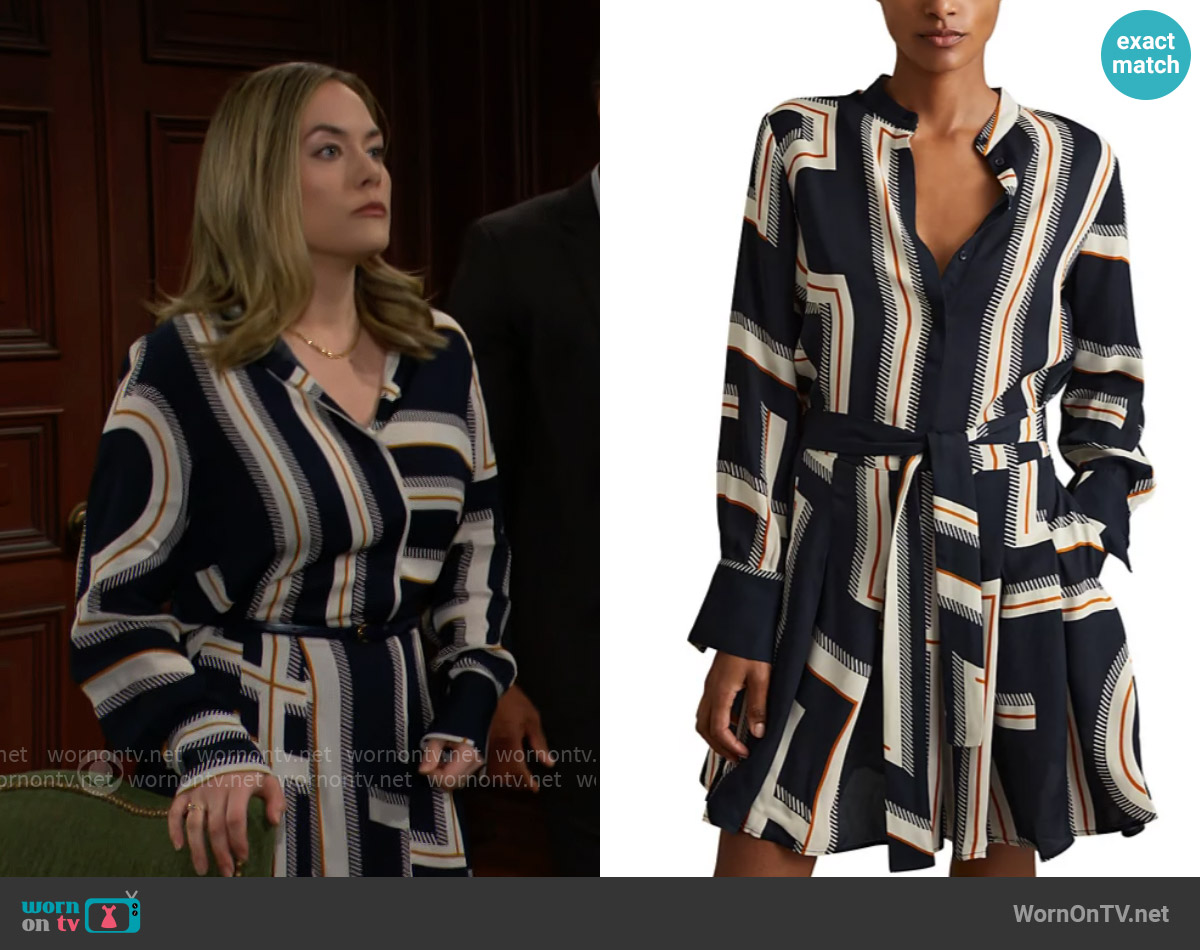 Reiss Ciara Geo Print Mini Dress worn by Hope Logan (Annika Noelle) on The Bold and the Beautiful