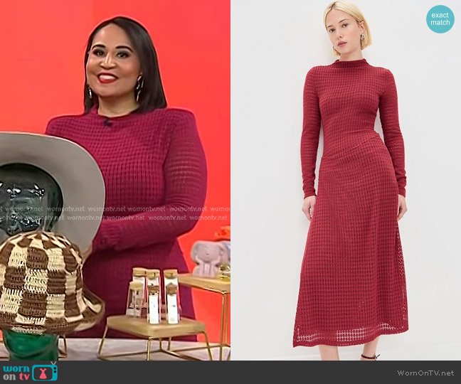 Lioness Resolution Maxi Dress in Burgundy worn by Alejandra Ramos on Today