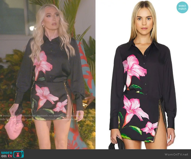 Rococo Sand Quin Mini Skirt in Black worn by Erika Jayne on The Real Housewives of Beverly Hills
