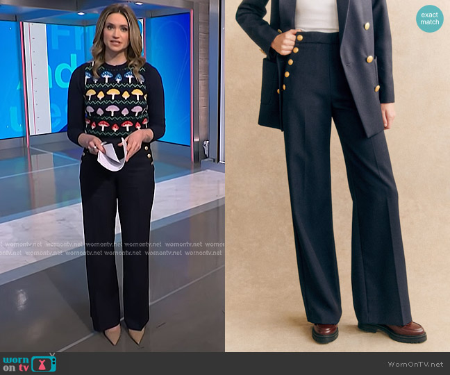 Sezane Marino Trousers in Navy Blue worn by Ellison Barber on NBC News Daily