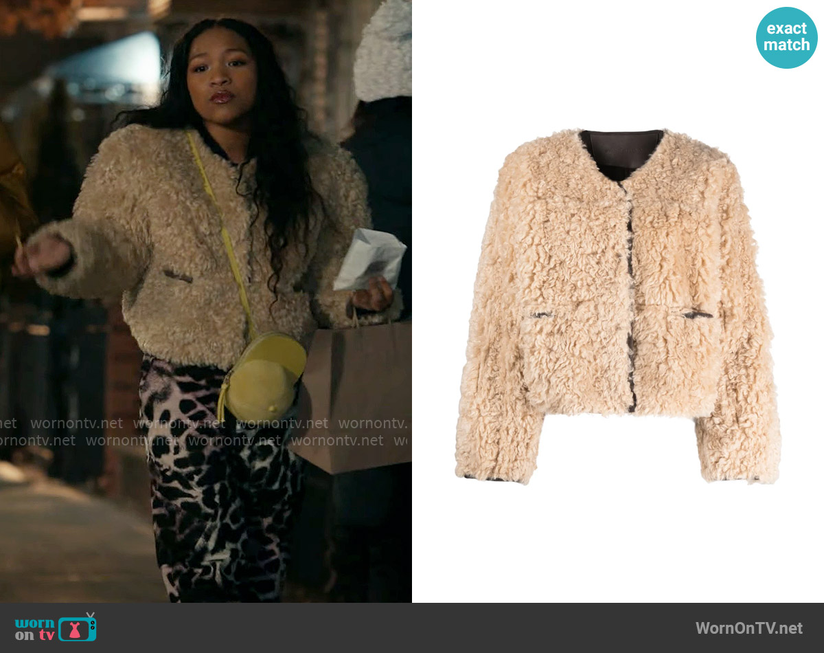 Stand Studio Charmaine reversible faux-shearling jacket worn by Delilah (Laya DeLeon Hayes) on The Equalizer