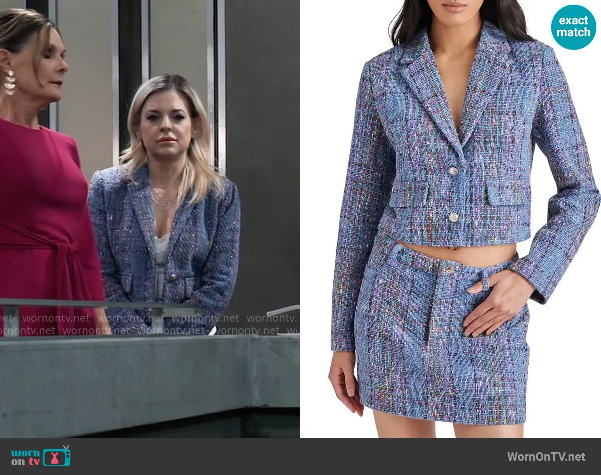 Steve Madden Seraphine Tweed Jacket worn by Maxie Jones (Kirsten Storms) on General Hospital