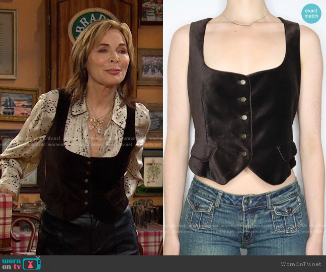 Elie Tahari Velvet Vest worn by Kate Roberts (Lauren Koslow) on Days of our Lives