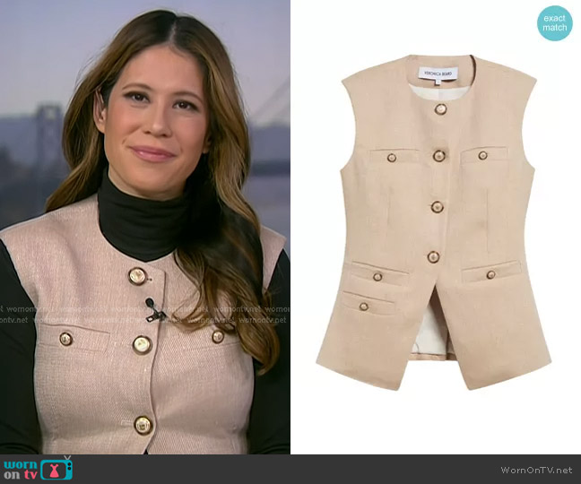 Veronica Beard Tamara Linen Blend Twill Vest worn by Deirdre Bosa on NBC News Daily